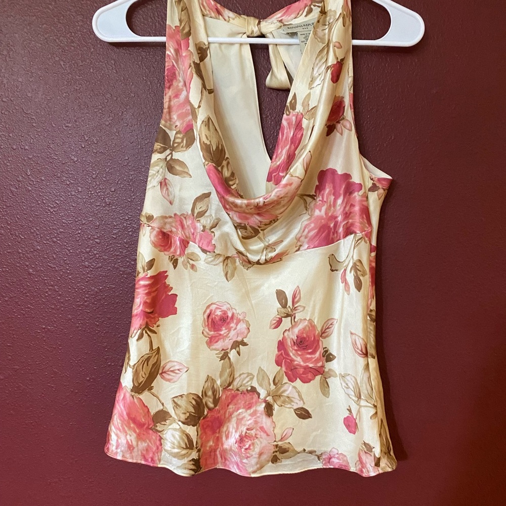 Vintage floral scoop halter top